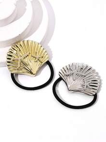 1pc Plain Shell & Starfish Casual Bohemian Zinc Alloy Shell Starfish Fashion Versatile Seamless Hair Tie, Suitable For Daily Wear - Multicolor - View 2