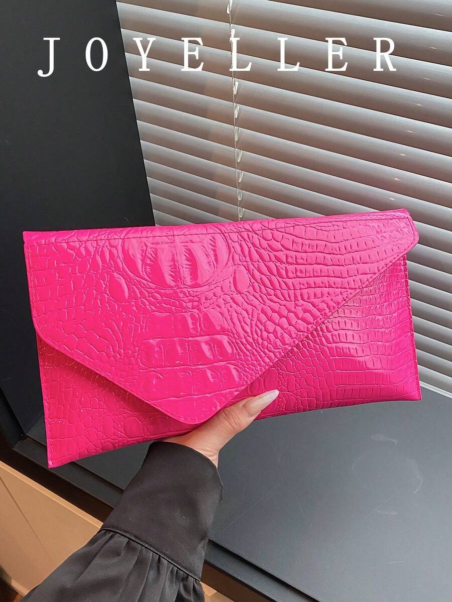 Fashion Retro Envelope Bag 2026 New Women's Wallet Casual Phone Bag Simple Large Capacity Handbag Solid Color Alligator Embossed Clutch