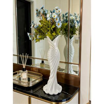 1 bình hoa nhựa màu trắng, không vỡ, thích hợp cắm hoa tulip, hoa hồng và các loại hoa tươi khác, dùng trang trí nhà cửa, phòng khách, bàn ăn, làm quà tặng sinh nhật, lễ tốt nghiệp, trang trí phòng, bình thủy tinh.