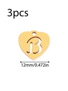 3个/套 心形吊坠 不锈钢英文字母吊坠 A-Z 字母饰品，适用于手工手链、耳环等珠宝制作 - 吊墜 - 查看 51