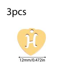 3个/套 心形吊坠 不锈钢英文字母吊坠 A-Z 字母饰品，适用于手工手链、耳环等珠宝制作 - 吊墜 - 查看 33