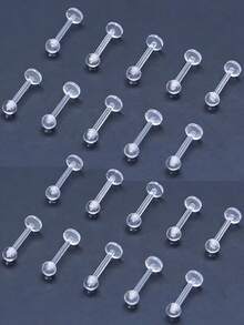 10-50个透明亚克力唇环，简约款式，柔韧杠铃式，6/8/10/12毫米，无涂层，无镶嵌，男士穿刺饰品，耳软骨耳屏耳廓固定耳环 - 唇釘 - 查看 13