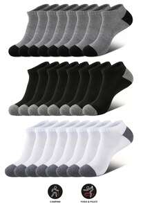 6 paires de chaussettes de sport antidérapantes pour la cheville et mi-mollet, chaussettes bateau confortables, design antidérapant, chaussettes courtes unisexes décontractées - Multicolore - Voir 1