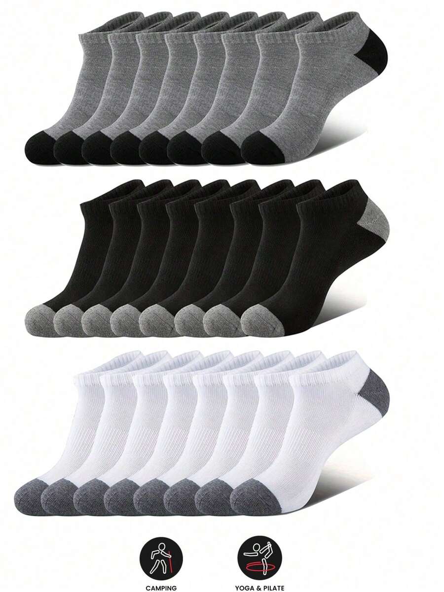 6 paires de chaussettes de sport antidérapantes pour la cheville et mi-mollet, chaussettes bateau confortables, design antidérapant, chaussettes courtes unisexes décontractées - Multicolore - Voir 1