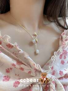 Collar de lujo con doble capa, forma de Y, con borlas y cristales, elegante y creativo al estilo europeo y americano, accesorio delicado y versátil - Multicolor - Ver 3