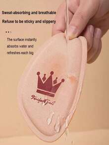 1pair Women's Half Size Shoe Inserts, Anti-Slip Breathable Sweat-Absorbing Foot Pads - Beige - View 3