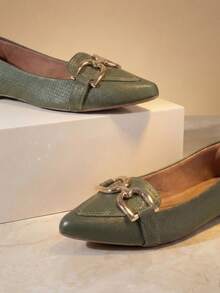 Women's Sneakers Pointed Toe Tresse Olive Green I Embellishment New D - Army Green - View 11