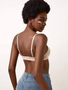 女士无钢圈提拉支撑文胸 - 舒适T恤文胸，全天候提拉塑形支撑，无缝亲肤，提升日常穿着自信 - 米色 - 查看 11