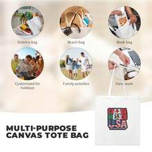 Canada USA Mexico 2026 World Cup Flag Text Canvas Tote Bag,  World Cup Fans Reusable Shopping Bag, Casual Patriotic Shoulder Bag - 白色 - 查看 4
