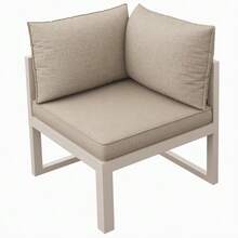 Modular Outdoor Sofa Set With Adjustable Backrest, Folding Armrests And Metal Ice Bucket, 10 Cm Thick Cushions For Terrace, Balcony, Poolside, Grey/Beige - 米色 - 查看 6