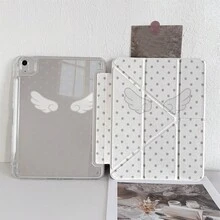 1 Pc Aesthetic Cute Angel Wings Polka Dot Print Case Compatible With Ipad 11/A16/10th/Air4/5/6/Pro 12.9/2024/2025/2020/2021/2022/2023/10.2/10.9/Mini7, Case For Galaxy Tab A8/A9 Plus/S6 Lite/S7/S9FE PLUS/S10 Plus,Case For Xiaomi 5/5pro/6/6pro/7/7pro/15s Pro,Perfect For Work, Travel,And Home Use, Foldable Tablet Case - Multicolor - View 4