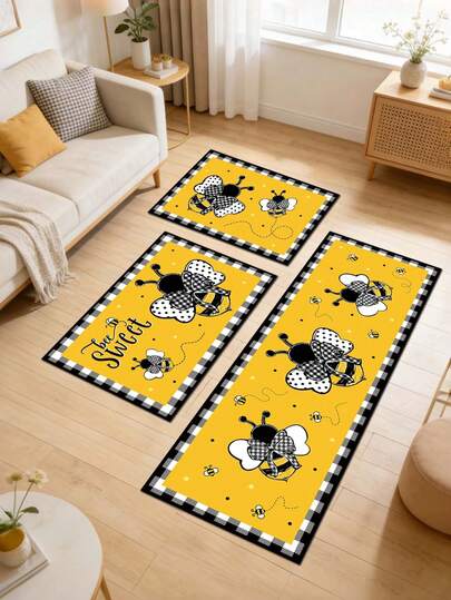 Thảm chống trượt hình ong, 1 tấm, kích thước 40*60/50*80/40*120cm, bề mặt mềm mại, họa tiết ong vàng, thích hợp sử dụng trong nhà và ngoài trời, phù hợp cho phòng khách, phòng ngủ, nhà bếp, phòng tắm, ban công và sàn gỗ, thảm trang trí cho phòng khách, phụ kiện phòng tắm, mùa tựu trường, tiệc sinh nhật, trang trí lối vào.