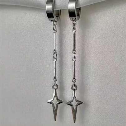 1 par de pendientes con colgante de cruz y estrella góticos, pendientes de estilo punk con remaches para mujeres, accesorios de moda coreanos