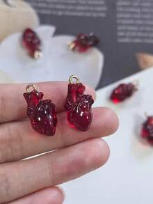 5/10 chiếc mặt dây chuyền hình trái tim mô phỏng bằng nhựa, phụ kiện thời trang tự làm độc đáo, khuyên tai hình trái tim ngộ nghĩnh, móc khóa. - Nhiều màu - Xem 3