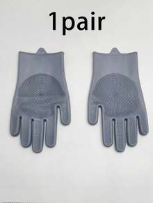 2双硅胶洗碗手套，宠物美容橡胶清洁手套，脱毛手套，硅胶仿皮厨房清洁海绵刷，适用于家庭、汽车、宠物 - 多色 - 查看 9