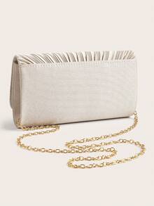 Chiếc túi xách đơn giản và thanh lịch mới này có thiết kế đơn giản và thời trang, kiểu dáng xếp ly màu mơ, phù hợp cho các bữa tiệc, đám cưới, tiệc sinh nhật, KTV và các dịp khác. Túi đeo vai, túi xách màu hồng, túi dự tiệc dành cho nữ. - Màu be - Xem 6