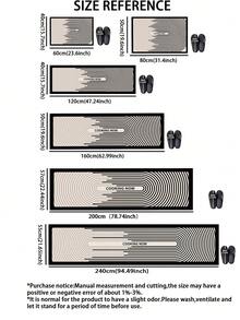 1 件硅胶厨房地垫，黑白渐变同心椭圆线图案，“COOKING NOW”字样印花，现代简约风格，适用于厨房、浴室、玄关、洗衣房、卧室、客厅装饰 - 彩色 - 查看 3