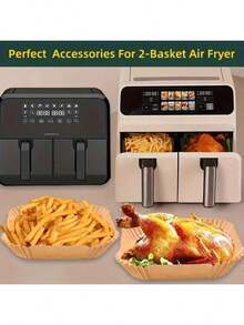50/100/200pcs Air Fryer Disposable Paper Liners, Rectangular Non-Stick Baking Paper Accessories Suitable For Double-Layer Air Fryers, Air Fryer Accessories, Oil-Proof And Waterproof Air Fryer Paper Liners - Multicolor - View 10