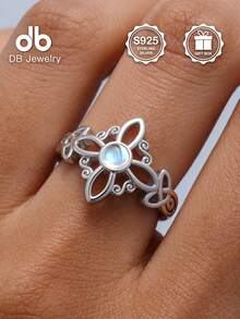 1 chiếc nhẫn nút thắt phù thủy bằng bạc Sterling S925, trang sức dành cho nữ, thích hợp để trang trí hàng ngày, trang trí lễ Phục sinh, trang trí lễ hội âm nhạc, quà tặng lễ Phục sinh, quà tặng Giáng sinh, quà tặng đám cưới, đi kèm hộp quà - Nút thắt phù thủy đá mặt trăng - Xem 10