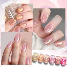 MEET ACROSS 7毫升裸色玻璃效果磁性猫眼凝胶指甲油，半永久可卸指甲油美甲 - 彩色 - 查看 4