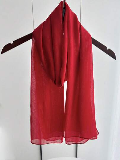 1pc Pleated Satin Headscarf, Suitable For Women's Daily Outfit Matching