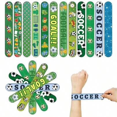 Bộ 12 vòng đeo tay chủ đề World Cup bóng đá, đồ trang trí tiệc trẻ em, vòng đeo tay hoạt hình thể thao, chất liệu PVC.