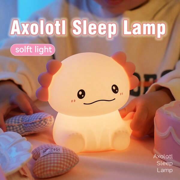 Axolotl Nachtlicht, Berührungssteuerung, warmes Glühen, wiederaufladbare süße Tischlampe für das Schlafzimmer