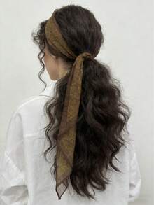 1件装多功能棕色佩斯利花纹和腰果印花网眼围巾发带 - 彩色 - 查看 5