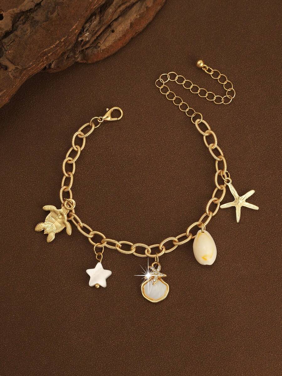1件装度假风海星海洋系列手链，小众优雅高端百搭日常佩戴 - 彩色 - 查看 1