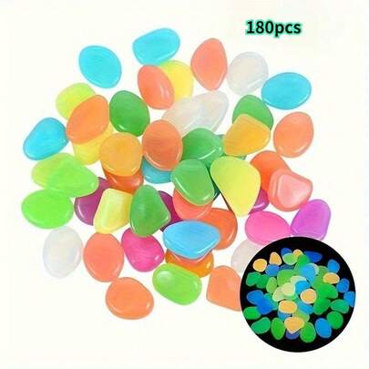 200 viên sỏi phát sáng trong bóng tối, thích hợp trang trí ngoài trời, làm đẹp chậu cây, cảnh quan sân vườn và trang trí bể cá, áp dụng cho vườn, bãi cỏ, sân, bể cá, lối đi, trang trí đám cưới.