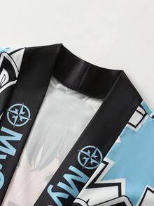 动漫主题印花七分袖开衫，和服式轻薄外套，防紫外线外衣 - 彩色 - 查看 5