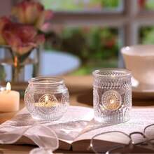 12 pezzi Portacandele in vetro verde vintage, adatti per la decorazione del tavolo da matrimonio, addio al nubilato, decorazione per feste, tea festa bohémien, bomboniere per matrimoni - verde - Visualizzare 11