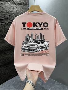playeras de hombreCamiseta de manga corta holgada con estampado de moda para hombres |   Diseño exquisito |   Esencial de verano |   Fácil de combinar, muestra tropa de hombre camisas para h - Rosa - Ver 2