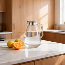2200ml Transparent Glass Cold Water Pitcher / High Borosilicate Heat-Resistant Iced Water Carafe / Large Capacity Juice Pitcher For Home Use - Clear - View 2