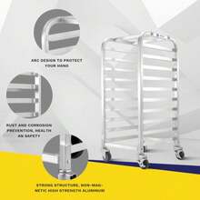 Estante de media hoja de 10 niveles con cubierta cubierta para panecillos estantes de panadería de aluminio estante de refrigeración para panadería de cocina comercial en el hogar estante - Estantería de 20 niveles de tamaño completo con tapa. - Ver 4
