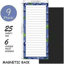 Joyberg 9 Pack Magnetic Notepads For Refrigerator, Magnetic Notepads For Refrigerator, Fruit Design Grocery List Pad For Fridge, Full Magnet Back Shopping Lists, 25 Sheets Per Note Pads - / - View 2