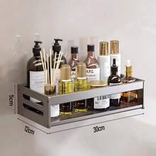 Estantería de almacenamiento para baño, estantería de almacenamiento para cocina, almacenamiento de pared de cocina, estantería de almacenamiento para balcón, adecuada para cocina, baño, inodoro, balcón, material de aleación de aluminio, resistente y duradero, a prueba de humedad y óxido, estantería de almacenamiento para botellas y frascos, ahorra espacio, dos métodos de instalación, estantería de almacenamiento sin taladro - A - Ver 14