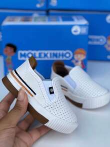 Baby Boy's Sneakers Slip On Shoes Easy To Put On Molekinho - trắng - Xem 8