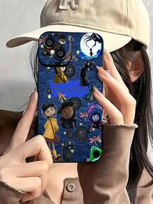 Tema de botones amarillos azul oscuro Coralinefunda de teléfono Fundas compatibles con ,Apple,VIVO,OPPO,,, y Honor.Fabricadas en silicona TPU,ofrecen protección contra golpes y caídas. - Negro - Ver 3