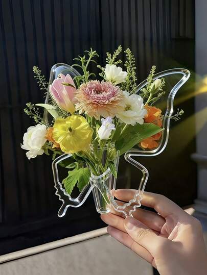 2件套现代透明蝴蝶花瓶摆件，简约优雅亚克力花瓶装饰