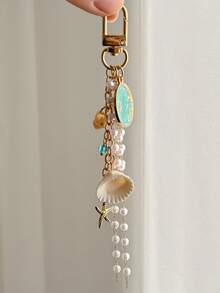 1件海洋主题珍珠贝壳项链，时尚贝壳吊坠，适合夏季海滩风格 - 彩色 - 查看 5