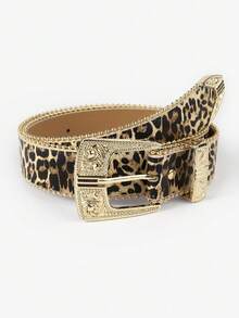 1pc Floral PU Leather Casual Belt For Women, With Fashionable Metal Buckle, Studded Decoration, Versatile Everyday Wear Halloween Leopard Print Summer, School Fall, Autumn, Halloween - Nhiều màu - Xem 1