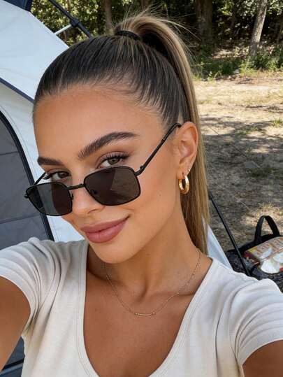 1 chiếc kính thời trang tối giản, nhỏ gọn dành cho nữ, thích hợp cho hoạt động ngoài trời, du lịch, kỳ nghỉ, phụ kiện đi biển.