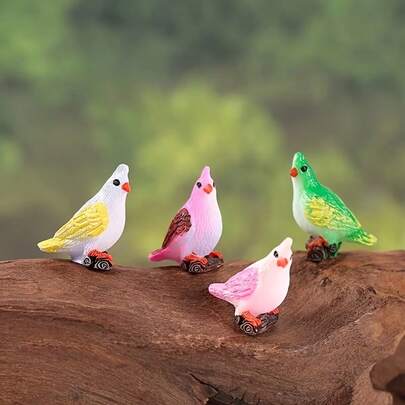 5pcs/15pcs/30pcs Colorful Resin Small Birds, Micro Landscape Potted Plant Decor, Fake Parrot Small Ornaments, Succulent Garden Decoration, DIY Craft, Home Decor, Car Interior, Fairy Garden Accessories