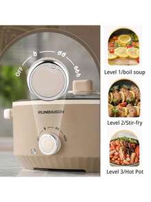 Nồi điện 3 lít, chảo chống dính 4.6 lít, nồi luộc mì nhanh, nồi hầm điện, nồi chuyên dụng để nấu bít tết, trứng, cơm chiên, bánh bao, có chức năng điều chỉnh công suất (bao gồm cả nồi hấp). - Phích cắm loại B của Mỹ (220-240V) - Xem 5