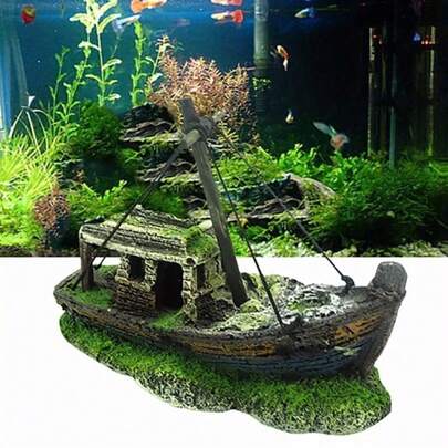 1PC Aquarium Fish Tank Landscape Landscaping Pirate Wreck Ship Decor Resin Boat Ornament Accessories Decoration,Aquarium Accessories,Fish Tank Decor