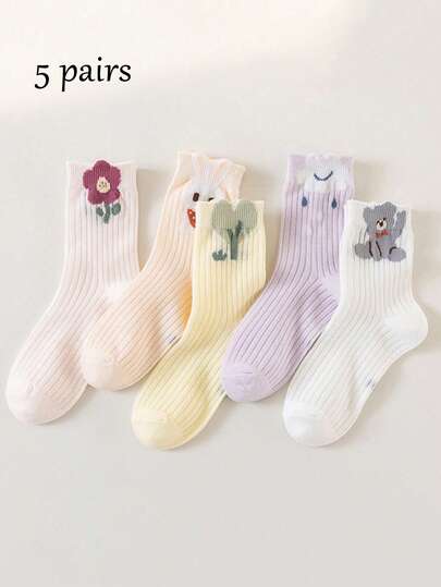5 pares de calcetines finos de malla para niños, de 2 a 16 años, nuevos calcetines de primavera/verano para niñas, calcetines de media caña con lindos dibujos animales para bebés, adecuados para uso diario