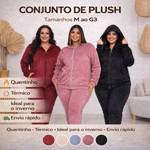 Women's Plush Set With Hood, Winter Sizes M To G3 Plus Size, Warm Thermal Velvet, Stylish And Elegant - 各種各樣的 - 查看 8