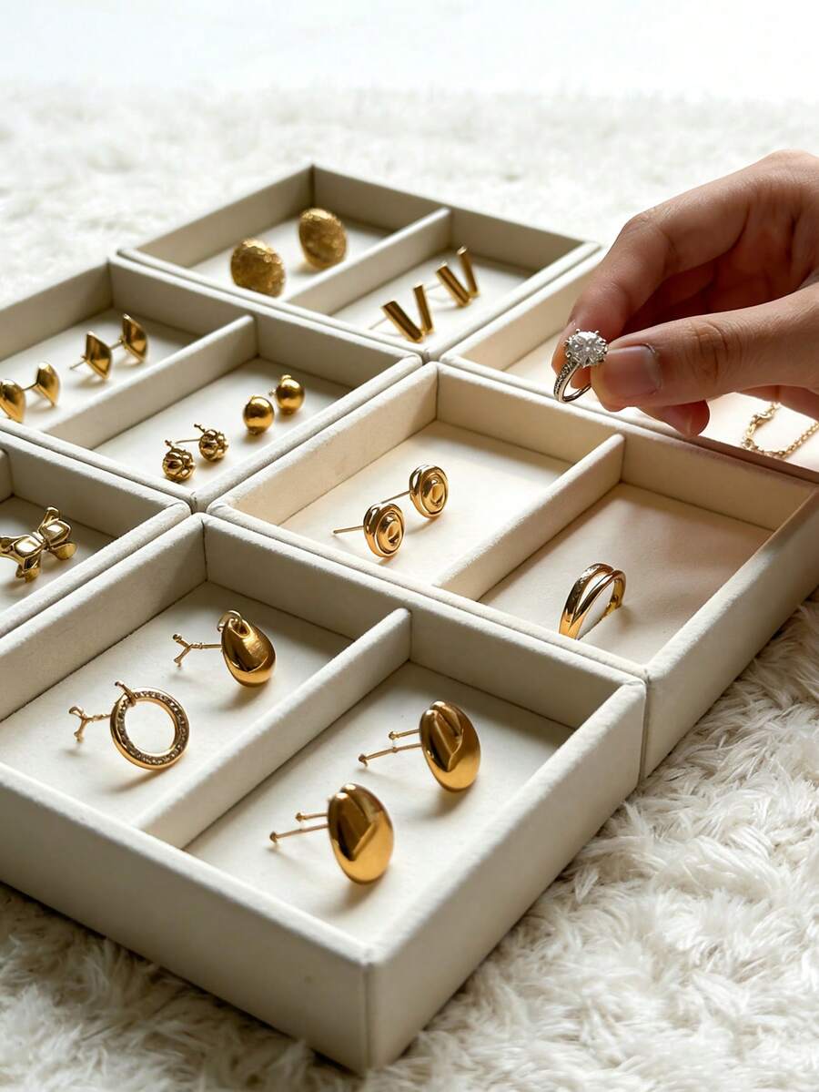 1 khay đựng trang sức, dùng để trưng bày vòng tay, lắc tay, nhẫn, đồng hồ. - Nhiều màu - Xem 1