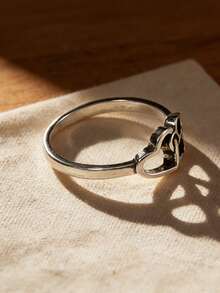 1 chiếc nhẫn bạc 925 nguyên chất tối giản hình hai trái tim nối liền, nhẫn hình trái tim tình bạn uốn lượn mềm mại, nhẫn tình yêu của mẹ, trang sức mặt dây chuyền DIY sang trọng phong cách Bohemian nhẹ nhàng, quà tặng Ngày Valentine và Ngày của Mẹ dành cho phụ nữ - Nhẫn hình trái tim dành cho những người bạn lông vũ - Xem 8